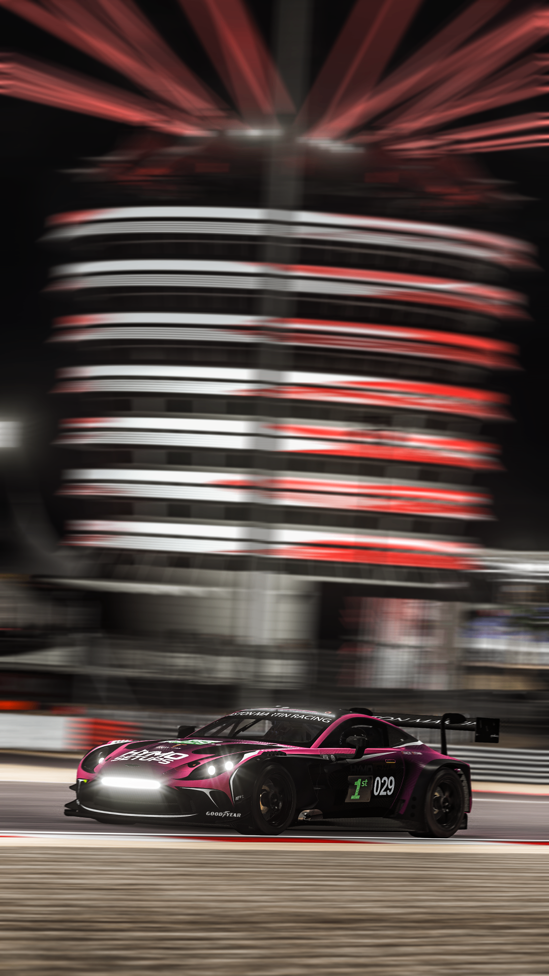 HYMO Aston Martin Vantage GT3 under the lights