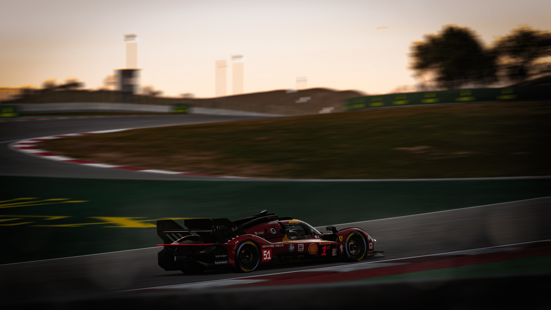 Ferrari 499P #51 at dusk